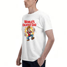 Men's Cotton Dad Level Legendary Cartoon Graphic T-Shirt for Father's Day Casual Wear