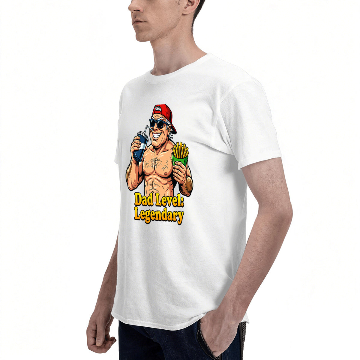 Men's Premium Cotton Cool Dad No Cap Graphic T-Shirt Casual Summer Tee