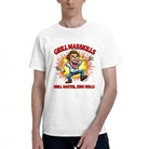 Men's Premium Cotton Funny Grill Master Cartoon Graphic Tee Casual White BBQ T-Shirt