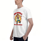 Men's Premium Cotton Funny Grill Master Cartoon Graphic Tee Casual White BBQ T-Shirt