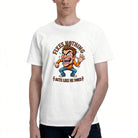 Men's Premium Cotton Funny Grill Master Cartoon Graphic Tee Casual White BBQ T-Shirt