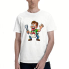 Men's Premium Cotton Funny Grill Master Cartoon Graphic Tee Casual White BBQ T-Shirt
