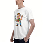 Men's Premium Cotton Funny Grill Master Cartoon Graphic Tee Casual White BBQ T-Shirt