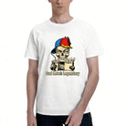 Men's Premium Cotton Dad Level Legendary Skull Graphic Tee Casual White Crew Neck T-Shirt