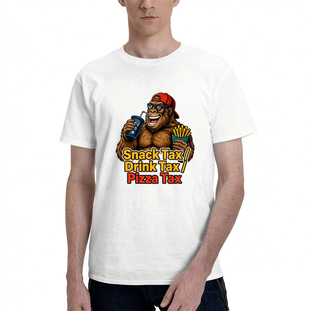 Men's Premium Cotton Snack Tax Gorilla Graphic T-Shirt Funny Casual Crew Neck Tee