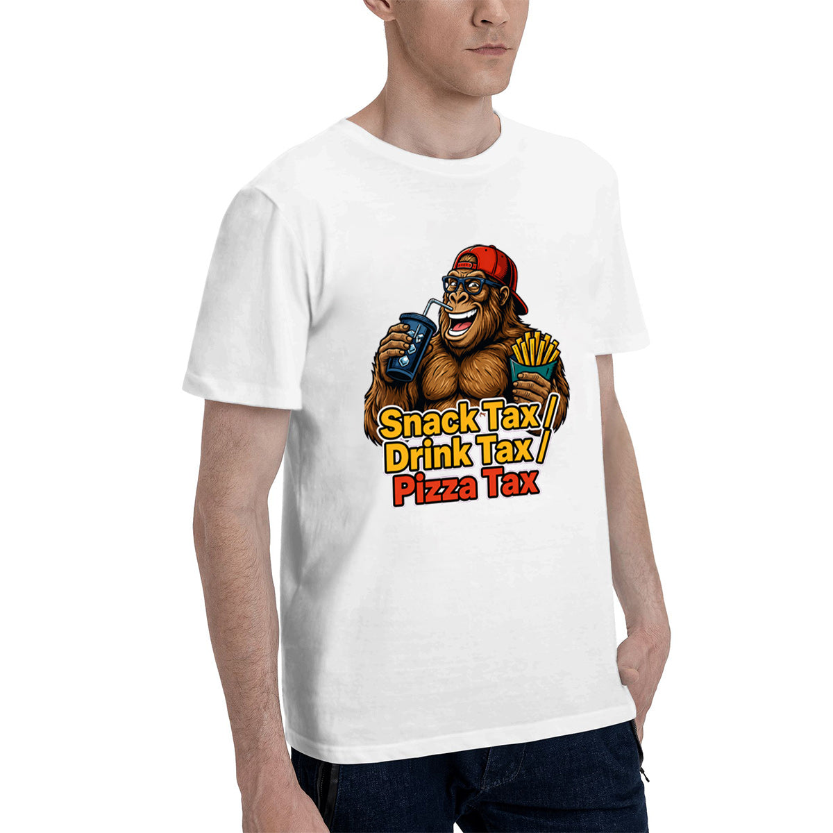 Men's Premium Cotton Snack Tax Gorilla Graphic T-Shirt Funny Casual Crew Neck Tee