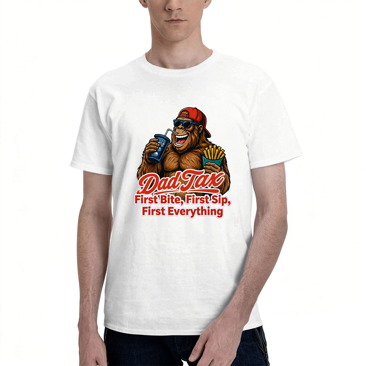 Men's Premium Cotton Snack Tax Gorilla Graphic T-Shirt Funny Casual Crew Neck Tee