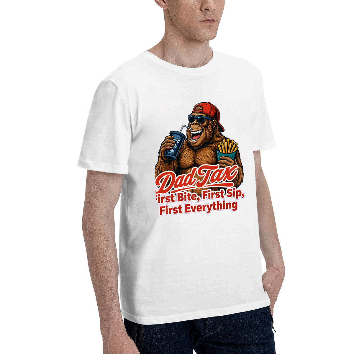 Men's Premium Cotton Snack Tax Gorilla Graphic T-Shirt Funny Casual Crew Neck Tee