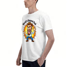 Men's Cotton World's Okayest Dad Funny Cartoon Graphic Tee for Father's Day Casual Wear