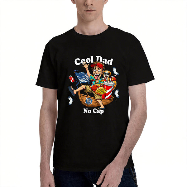 Men's Cotton Cool Dad No Cap Cartoon Graphic T-Shirt for Father's Day Casual Wear