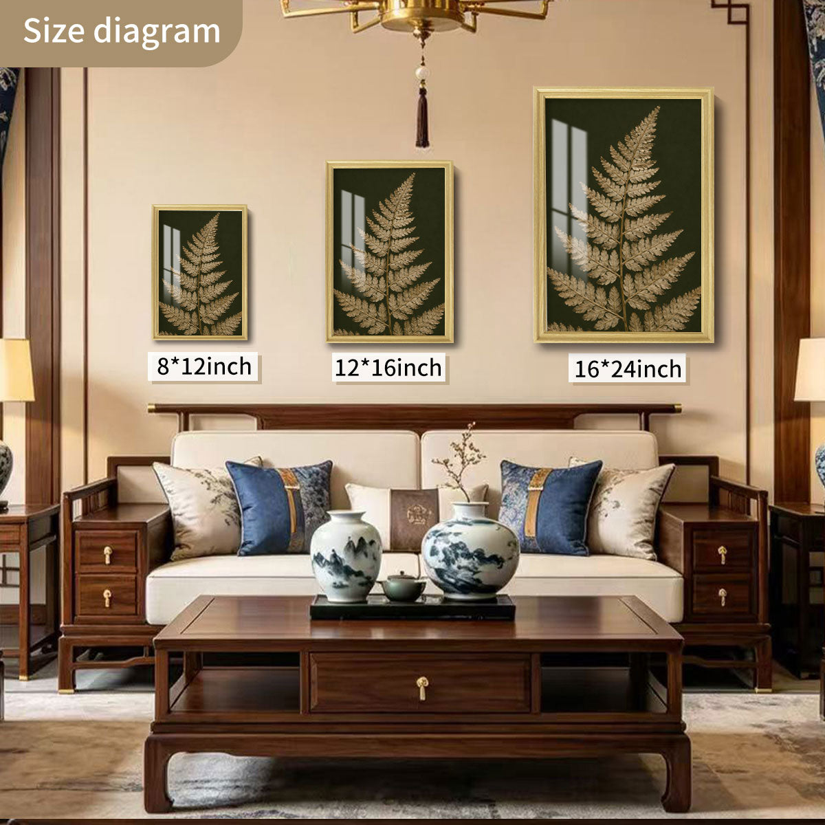 Vintage Botanical Leaf Canvas Wall Art Earth Tone Framed Decor Gift