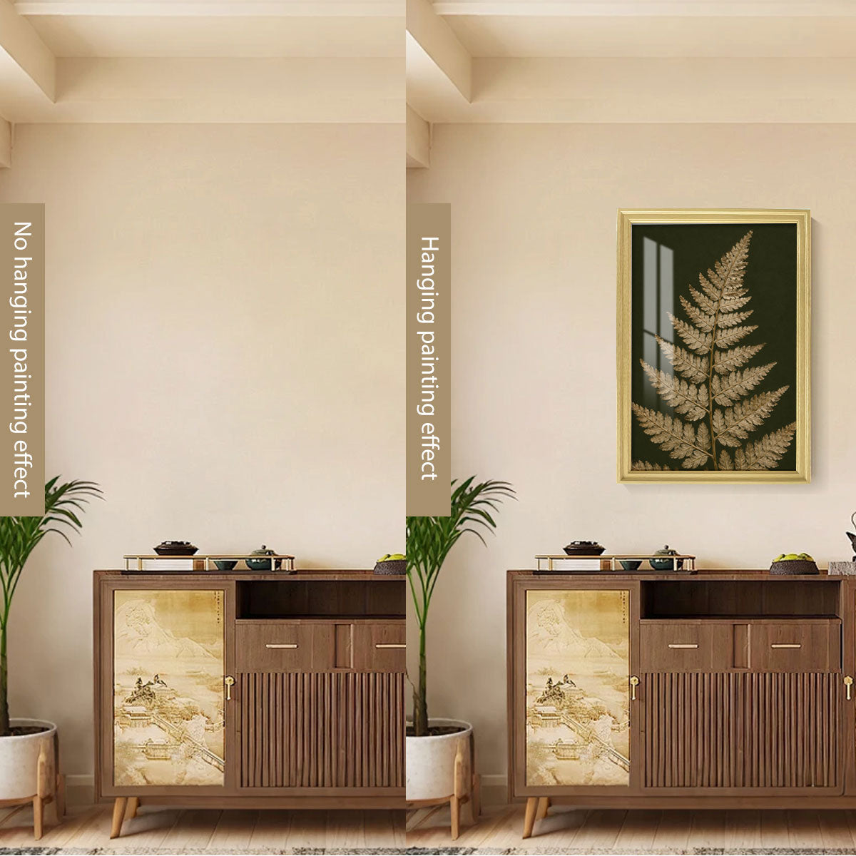 Vintage Botanical Leaf Canvas Wall Art Earth Tone Framed Decor Gift