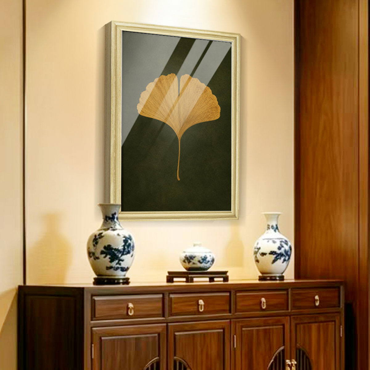 Vintage Botanical Leaf Canvas Wall Art Earth Tone Framed Decor Gift