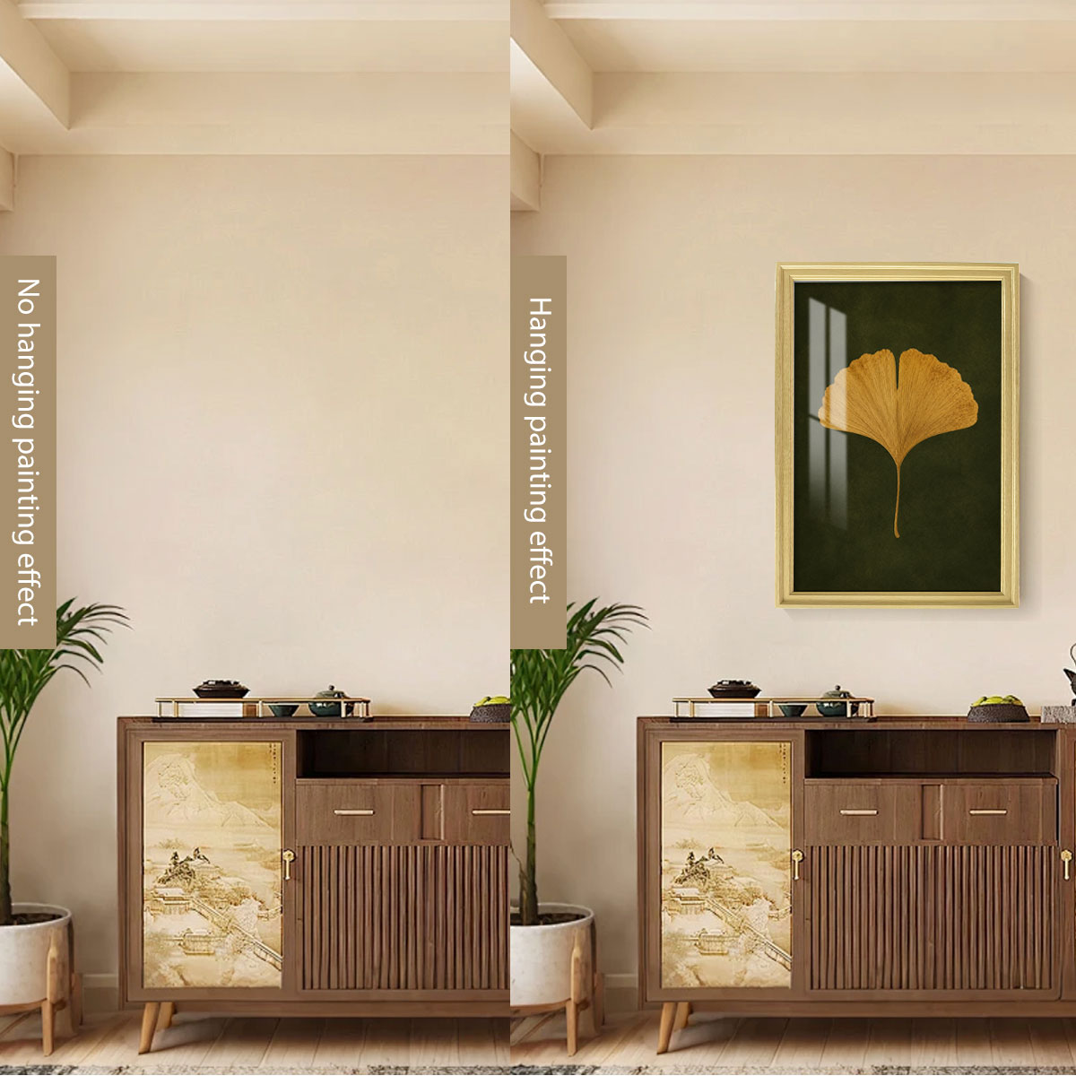 Vintage Botanical Leaf Canvas Wall Art Earth Tone Framed Decor Gift