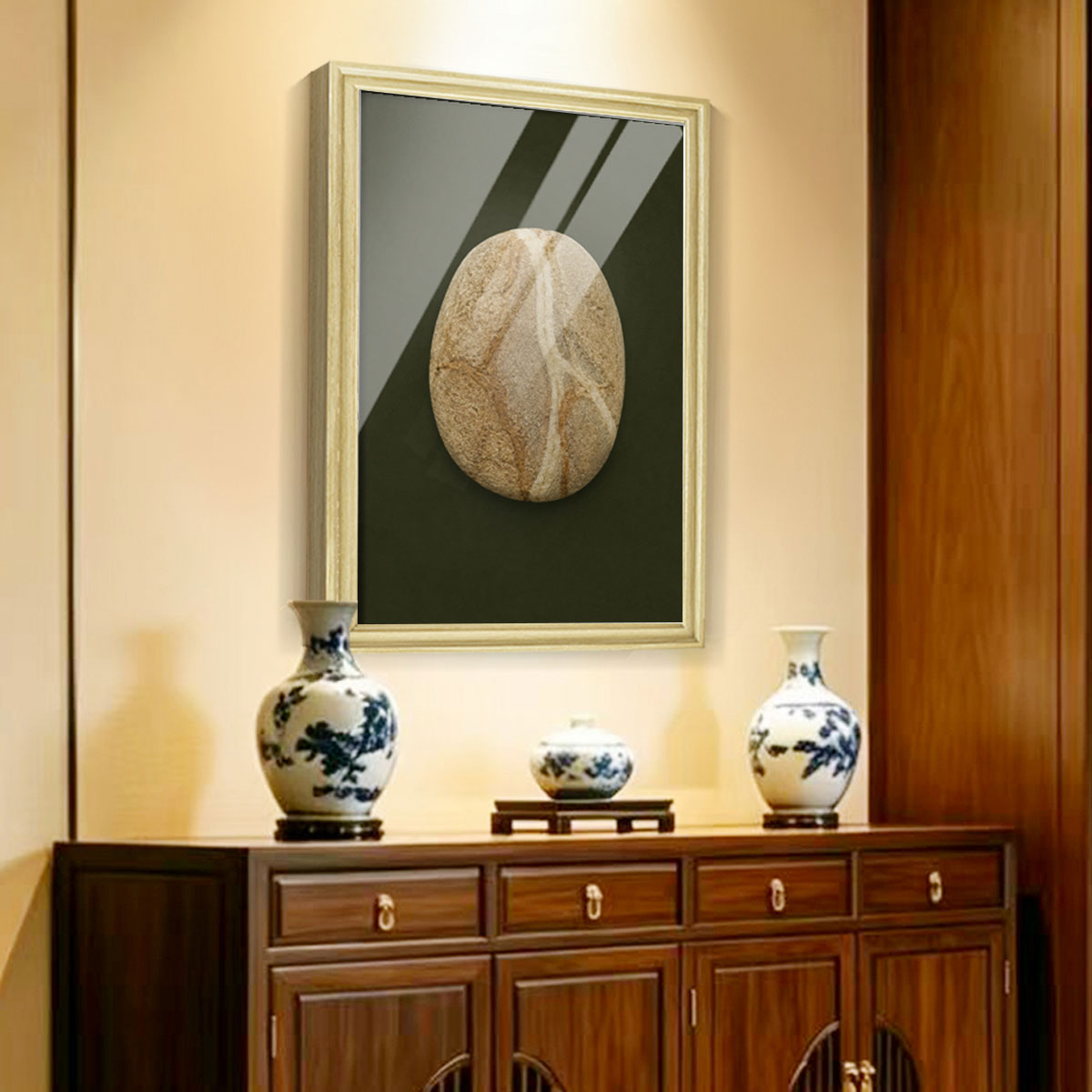 Vintage Botanical Leaf Canvas Wall Art Earth Tone Framed Decor Gift