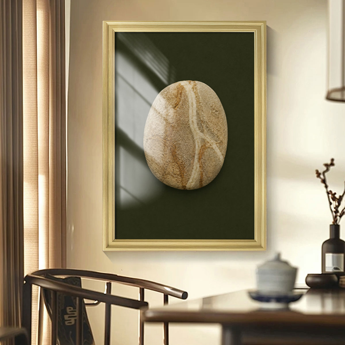 Vintage Botanical Leaf Canvas Wall Art Earth Tone Framed Decor Gift