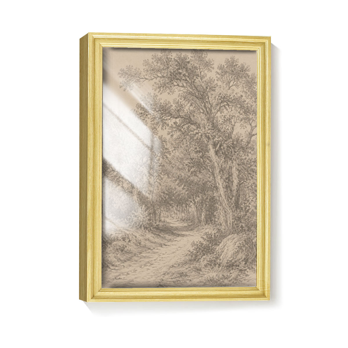 Vintage Sketch Landscape Canvas Wall Art Rustic Neutral Framed Home Decor Gift