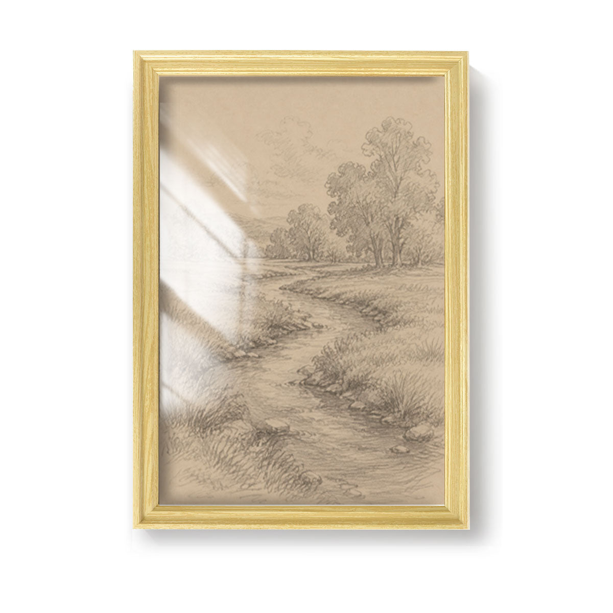 Vintage Country Landscape Canvas Wall Art Rustic Framed Farmhouse Decor Gift