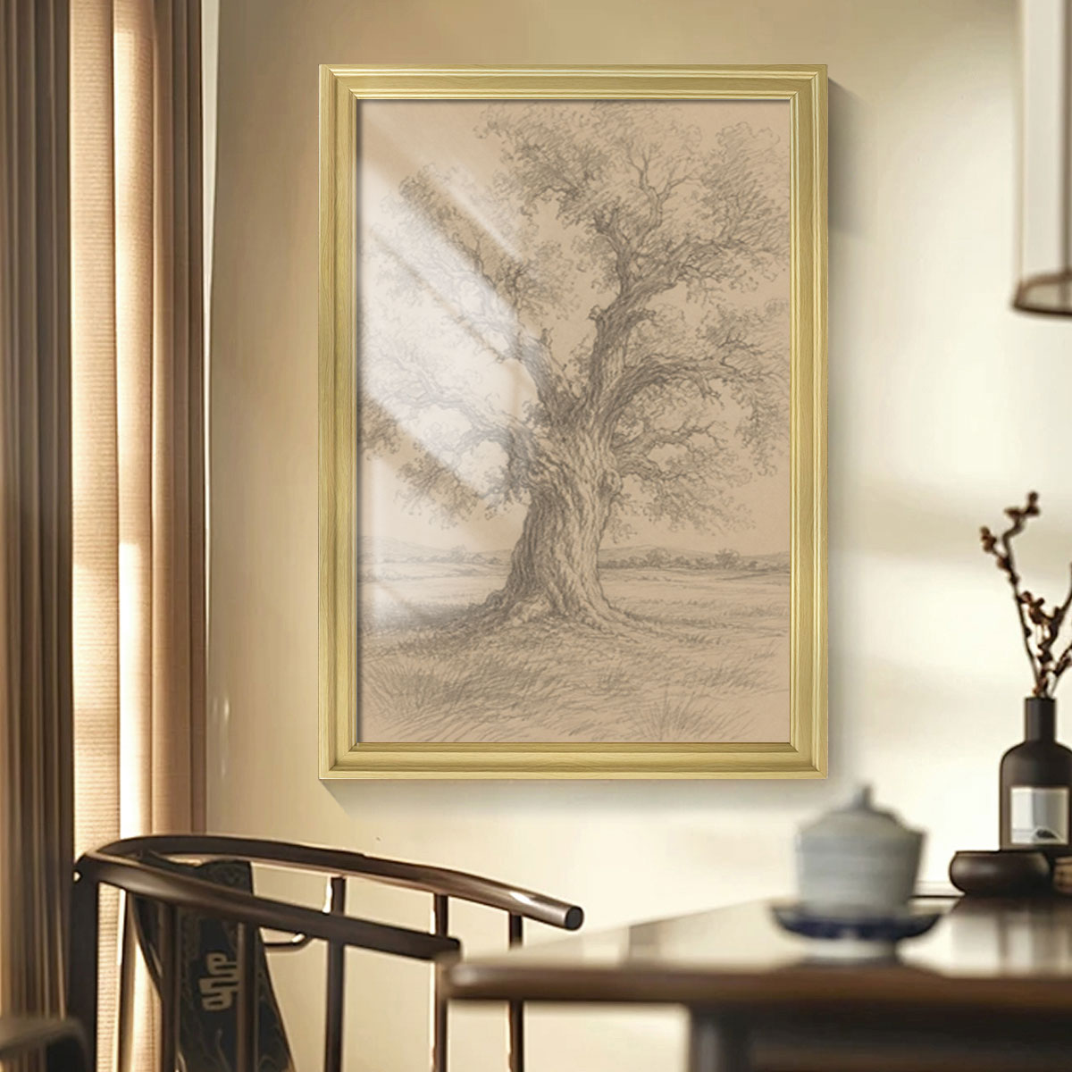 Vintage Country Landscape Canvas Wall Art Rustic Framed Farmhouse Decor Gift