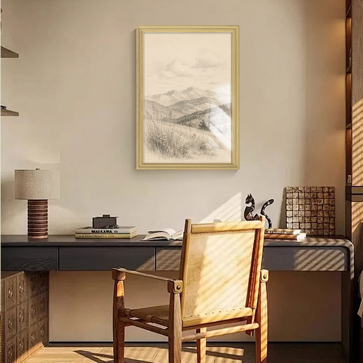 Vintage Country Landscape Canvas Wall Art Rustic Framed Farmhouse Decor Gift