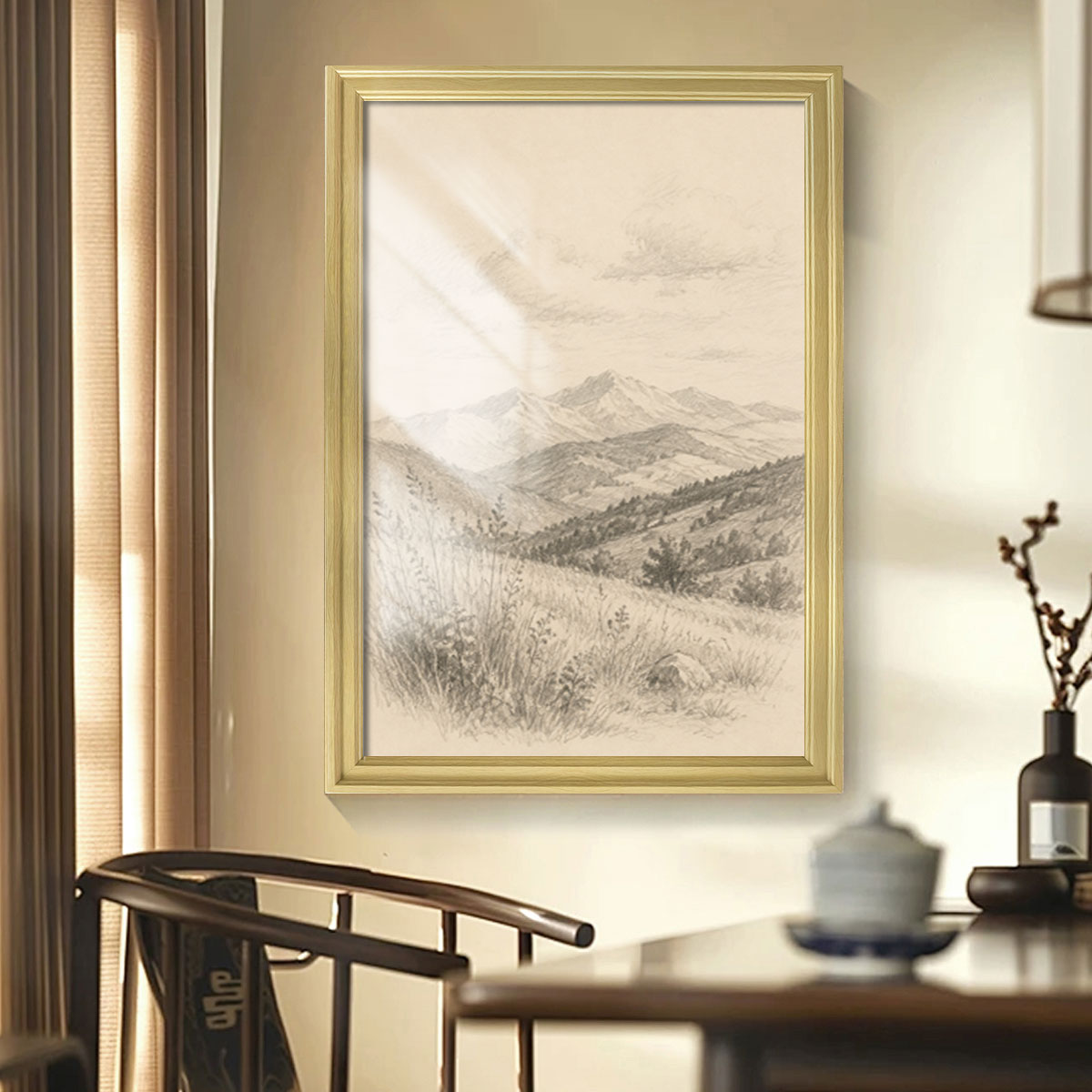Vintage Country Landscape Canvas Wall Art Rustic Framed Farmhouse Decor Gift