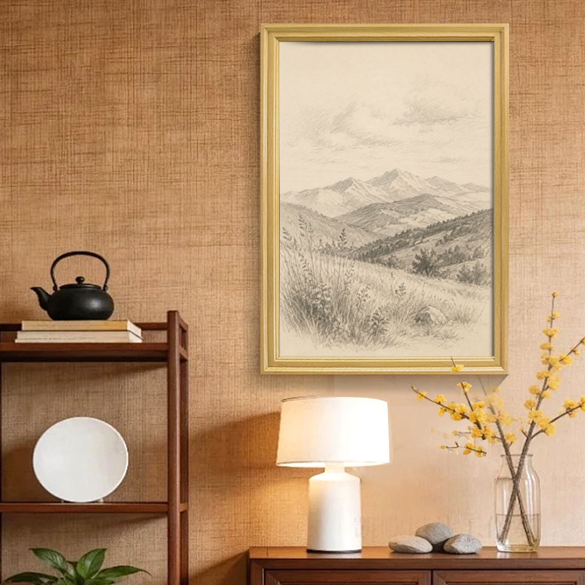 Vintage Country Landscape Canvas Wall Art Rustic Framed Farmhouse Decor Gift