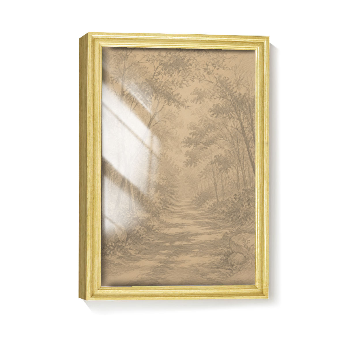Vintage Pine Forest Sketch Canvas Wall Art Rustic Cabin Framed Home Decor Gift