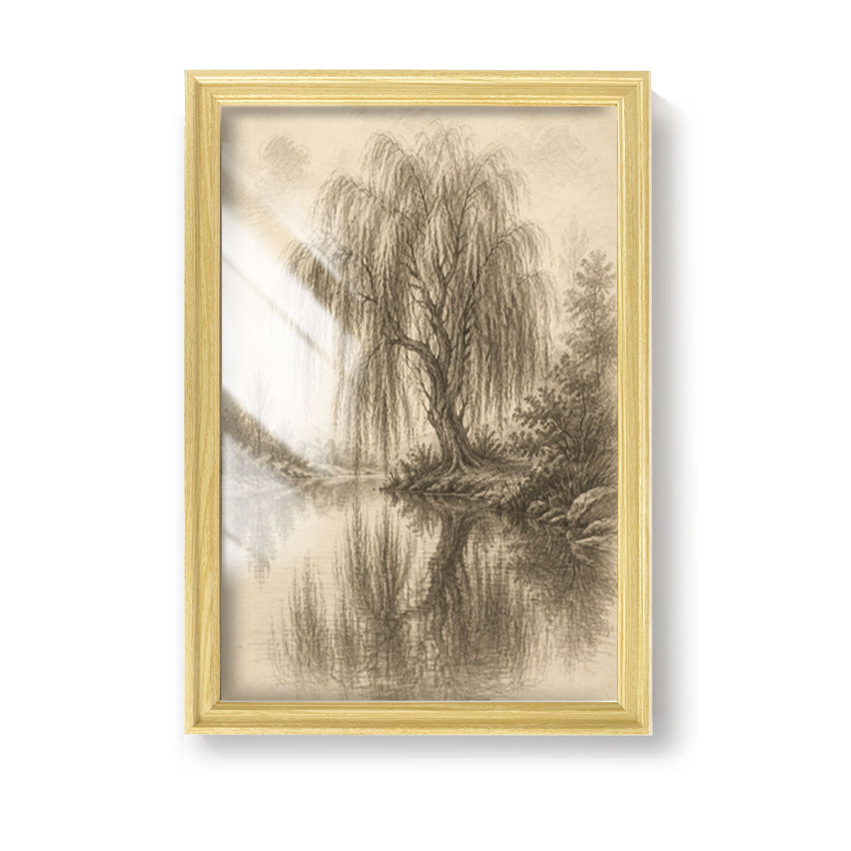 Vintage Sketch Landscape Canvas Wall Art Rustic Neutral Framed Home Decor Gift