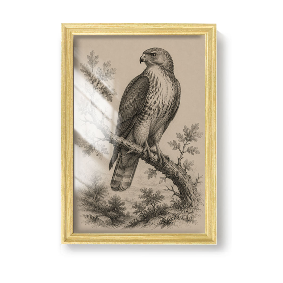 Vintage Wildlife & Landscape Sketch Canvas Wall Art Rustic Framed Cabin Decor