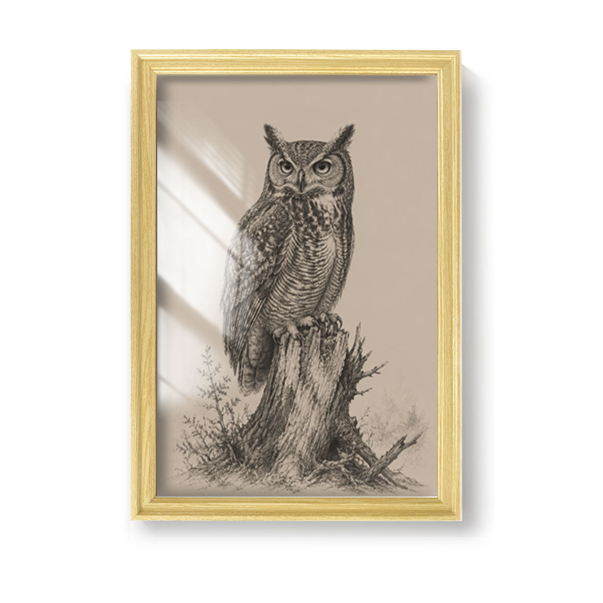 Vintage Wildlife Sketch Canvas Wall Art Rustic Cabin Wood Frame Home Decor Gift