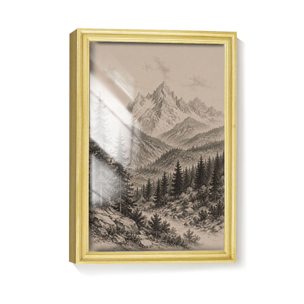 Vintage Wildlife Sketch Canvas Wall Art Rustic Cabin Wood Frame Home Decor Gift