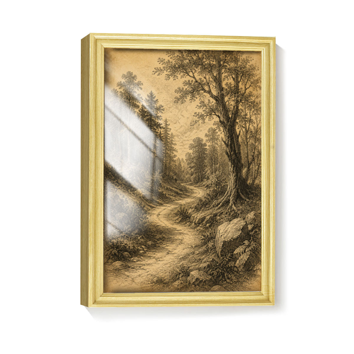 Vintage Etching Forest & Wildlife Canvas Wall Art Rustic Framed Home Decor