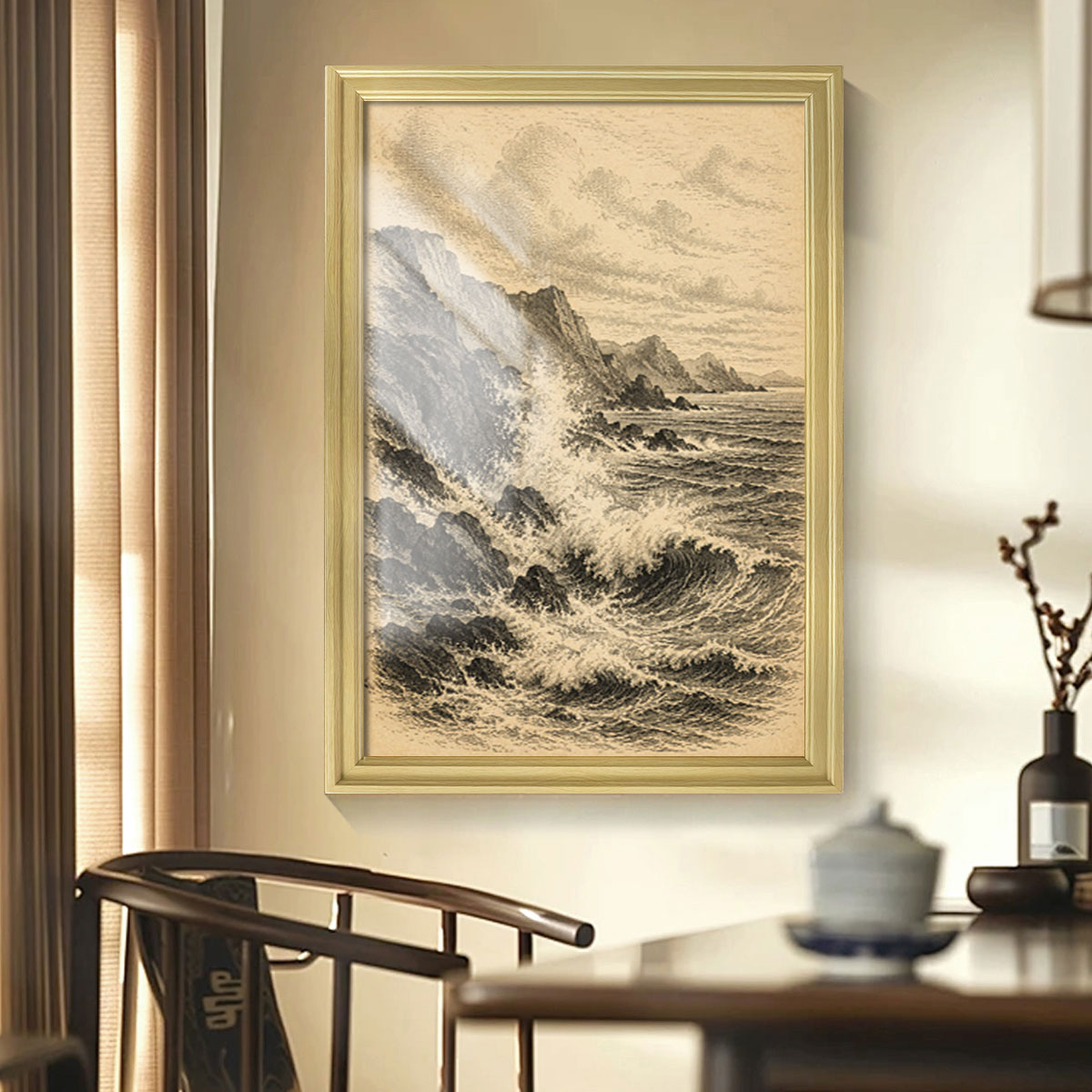 Vintage Etching Forest & Wildlife Canvas Wall Art Rustic Framed Home Decor