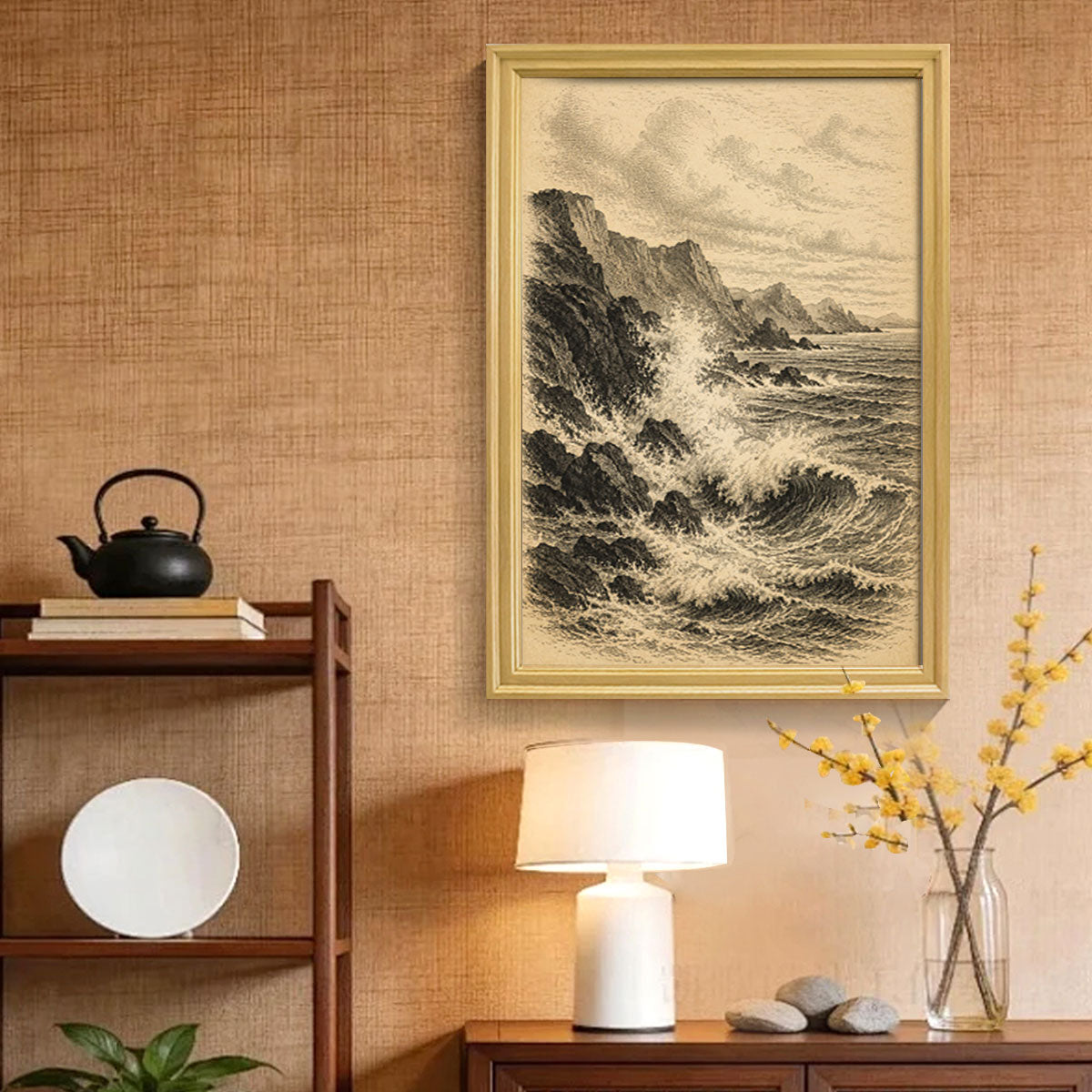 Vintage Etching Forest & Wildlife Canvas Wall Art Rustic Framed Home Decor