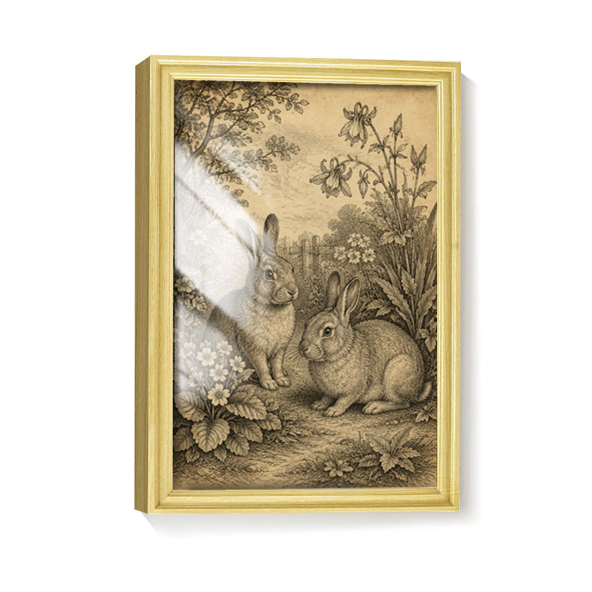 Vintage Etching Forest & Wildlife Canvas Wall Art Rustic Framed Home Decor