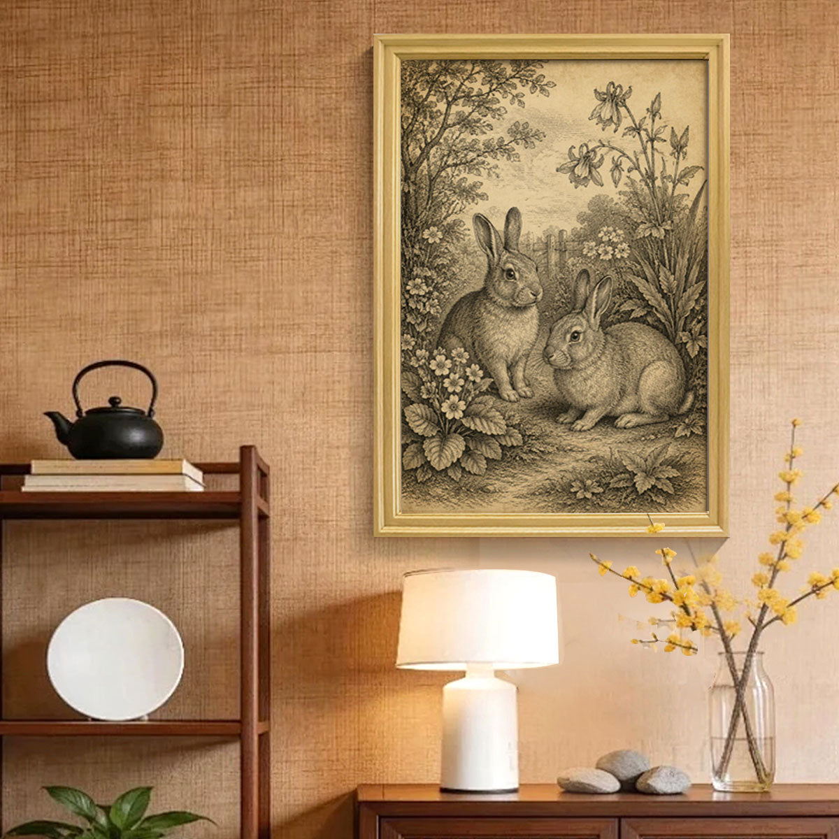 Vintage Etching Forest & Wildlife Canvas Wall Art Rustic Framed Home Decor