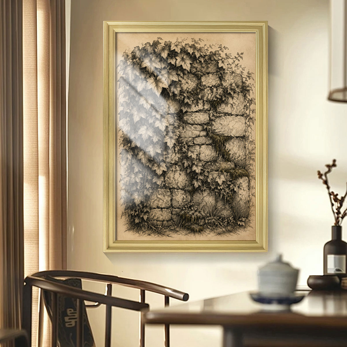 Vintage Etching Forest & Wildlife Canvas Wall Art Rustic Framed Home Decor