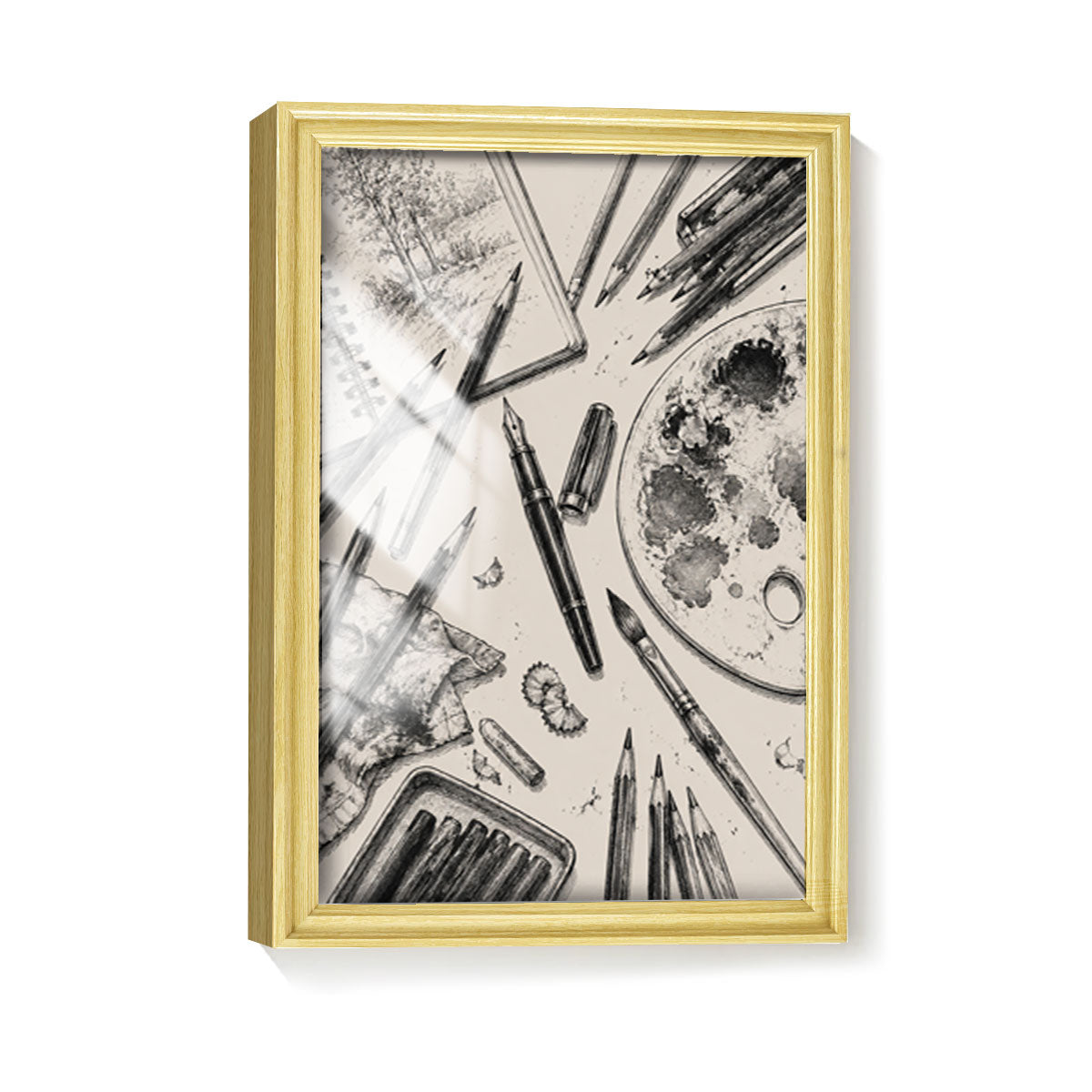 Vintage Kitchen & Garden Sketch Canvas Wall Art Rustic Wood Frame Decor Gift