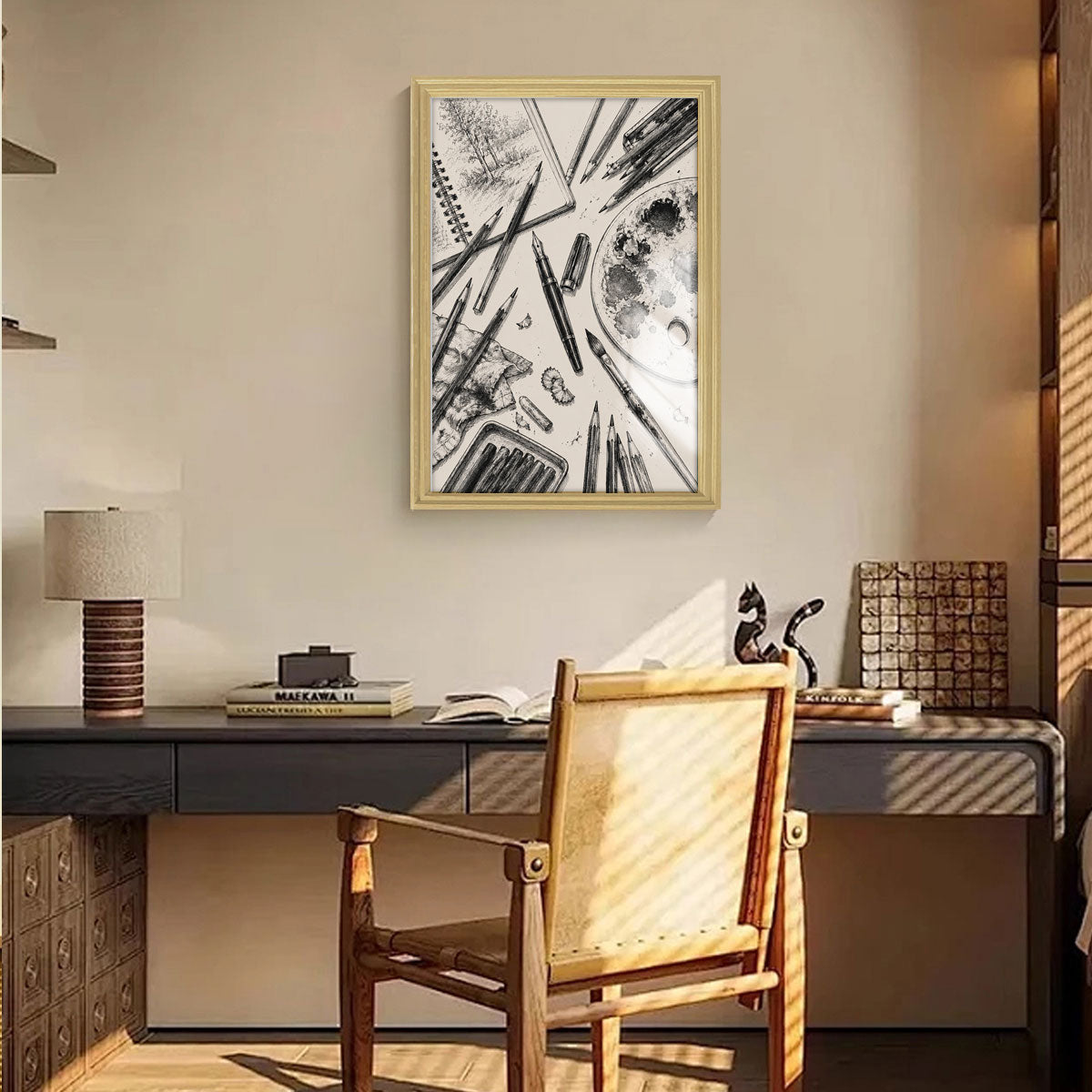 Vintage Kitchen & Garden Sketch Canvas Wall Art Rustic Wood Frame Decor Gift