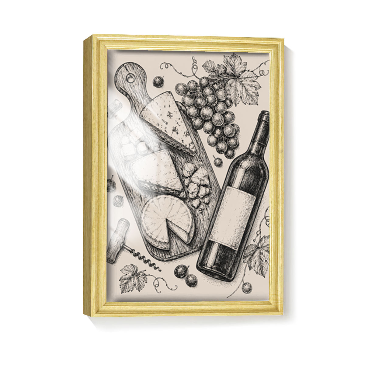 Vintage Kitchen & Garden Sketch Canvas Wall Art Rustic Wood Frame Decor Gift