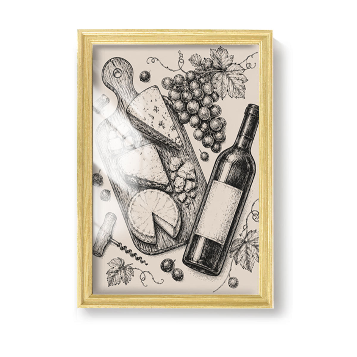 Vintage Kitchen & Garden Sketch Canvas Wall Art Rustic Wood Frame Decor Gift